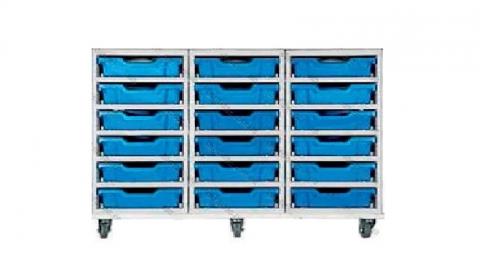 Мобільний стелаж металевий для зберігання дидактичного матеріалу (на 18 скрині F1)