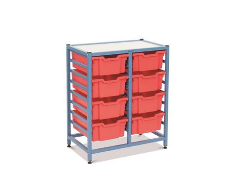 Мобільний стелаж металевий для зберігання дидактичного матеріалу (з 8 контейнерами F2)