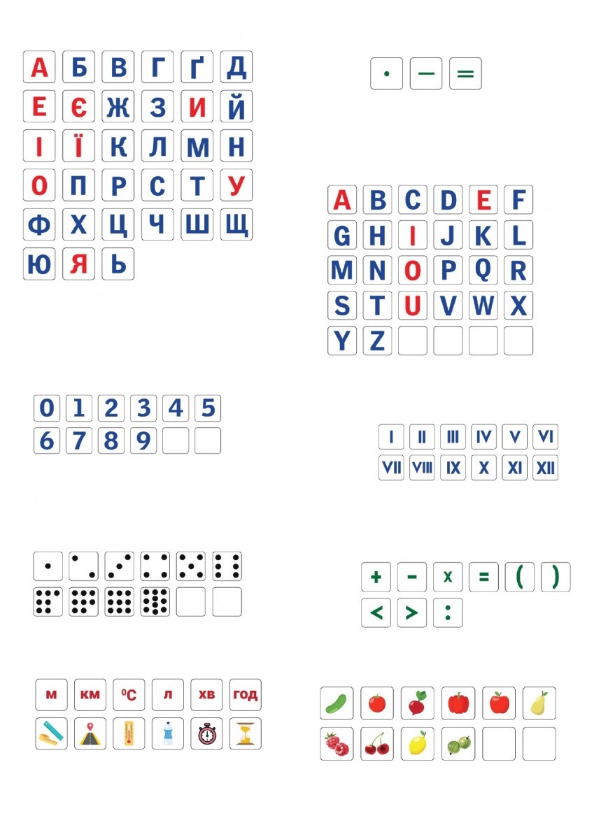 Інтегрований набір карток до мовно-літературної, природничої та математичної освітніх галузей
