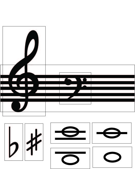 Набір магнітних нотних знаків (нотний стан, ноти, знаки)
