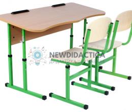 Комплект стіл учнівський 2-місний без полиці антисколіозний, №4-6 + стілець Т-подібний, №4-6