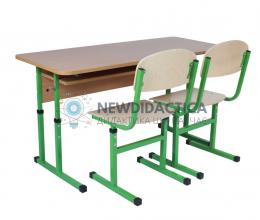 Комплект стіл учнівський 2-місний з полицею, №4-6+стілець Т-подібний, №4-6