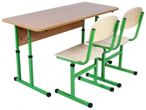 Комплект стіл учнівський 2-місний без полиці, №4-6 + стілець Т-подібний, №4-6