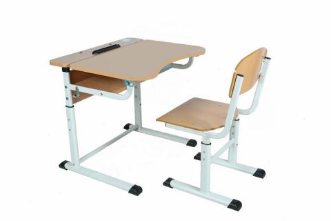 Комплект стіл учнівський 1-місний з полицею, з регулюванням кута нахилу стільниці, для ростових груп № 4-7 + стілець Т-подібний регульований по висоті №4-7