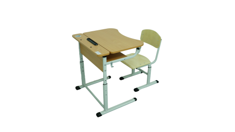 Комплект стіл учнівський 1-місний з полицею, з регулюванням кута нахилу стільниці + стілець Т-подібний регульований по висоті з покриттям HPL (№4-7)